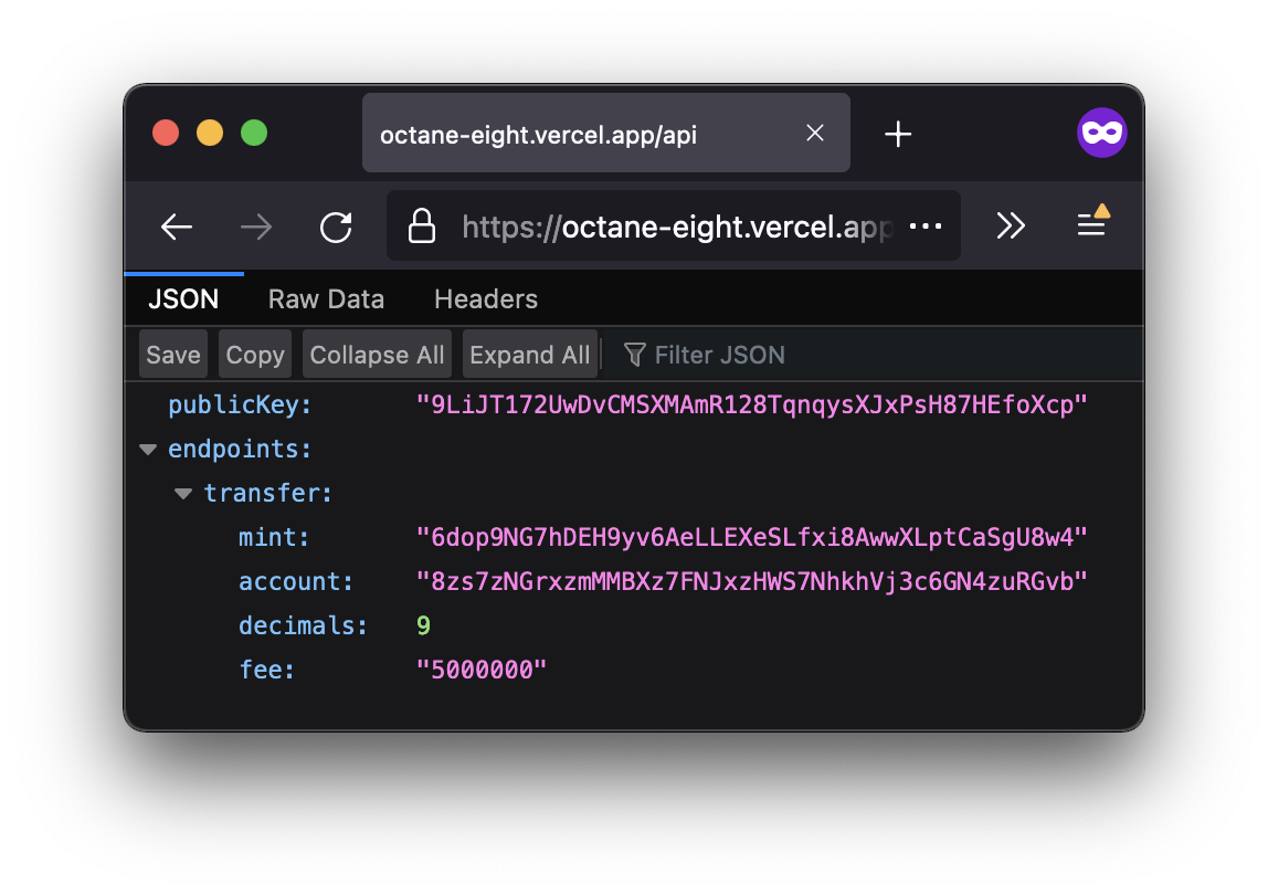 Octane API index