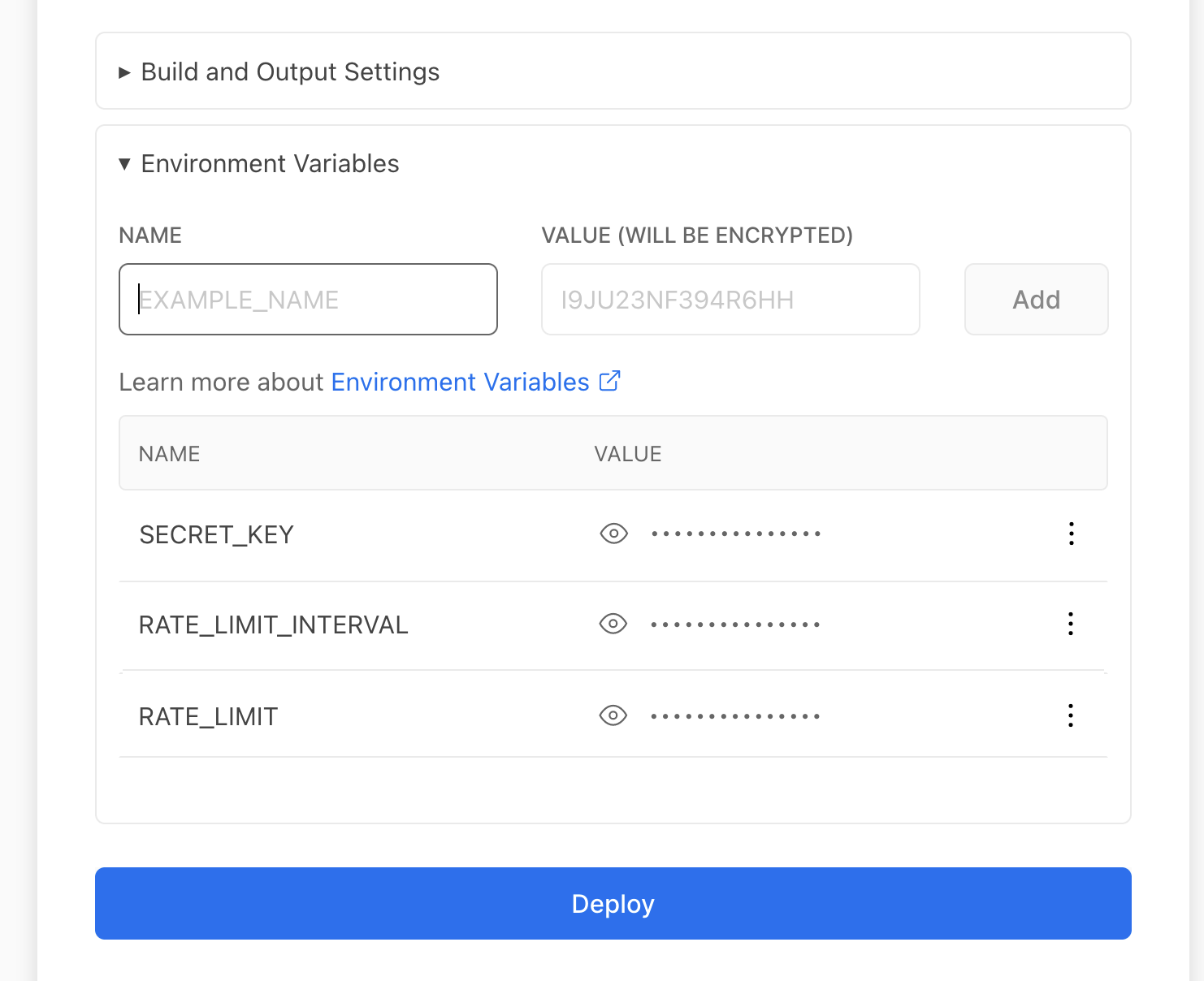 Vercel environment variables