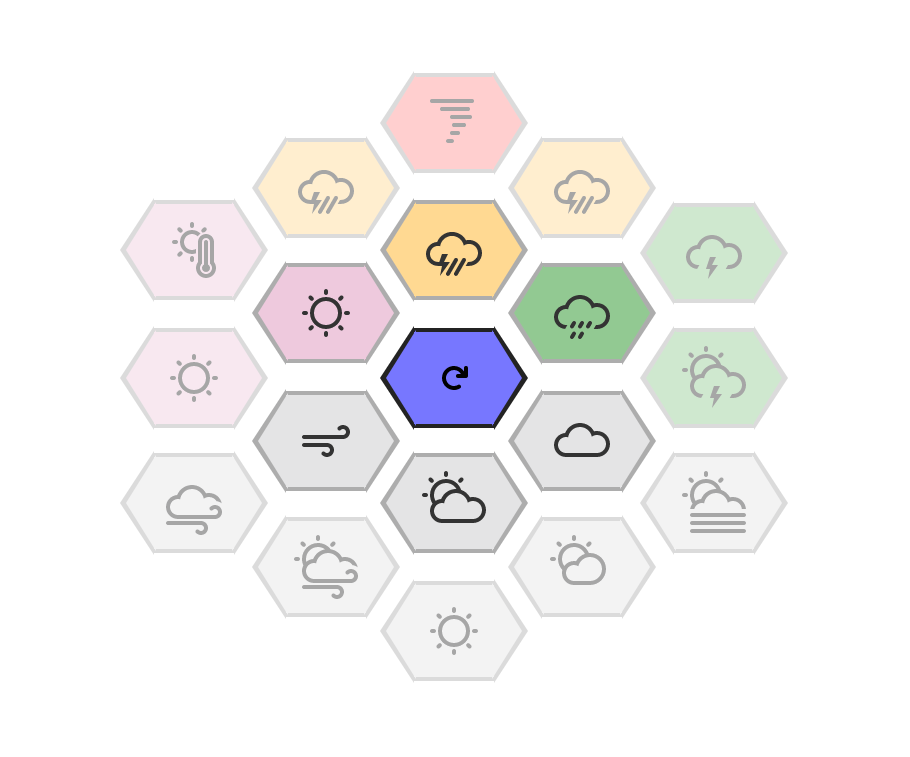 Weather Generation Hex Flower Engine