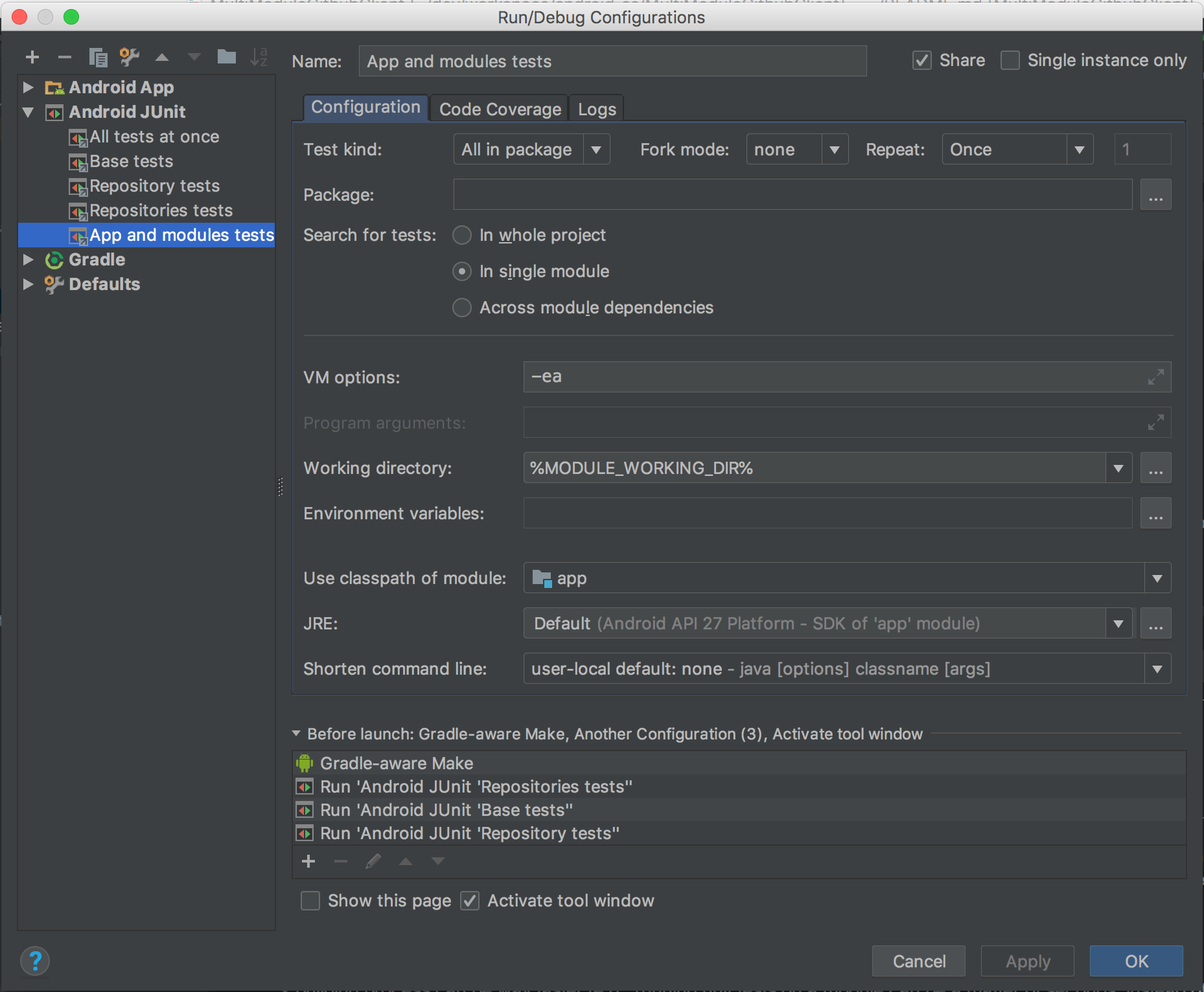 Android Studio configs