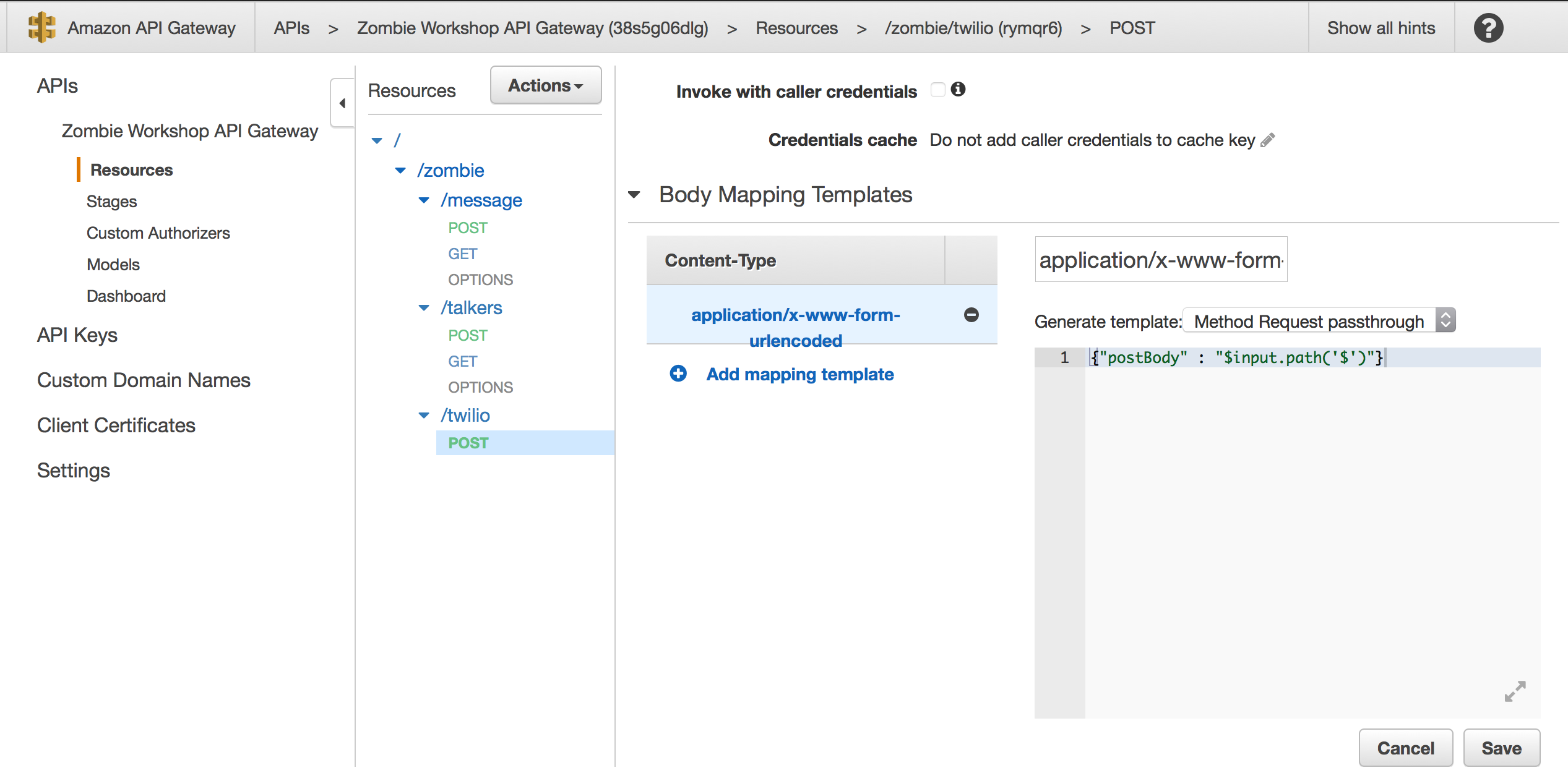 Twilio Integration Request Mapping Template