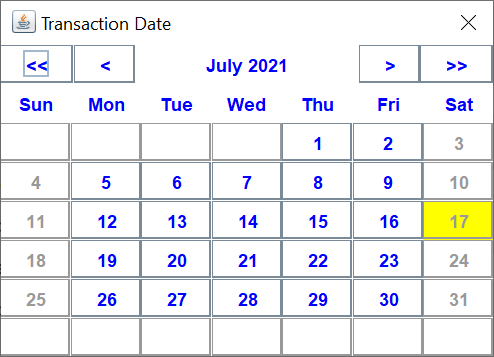 Example JCalendar