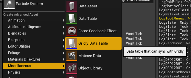 Create Gridly Data Table