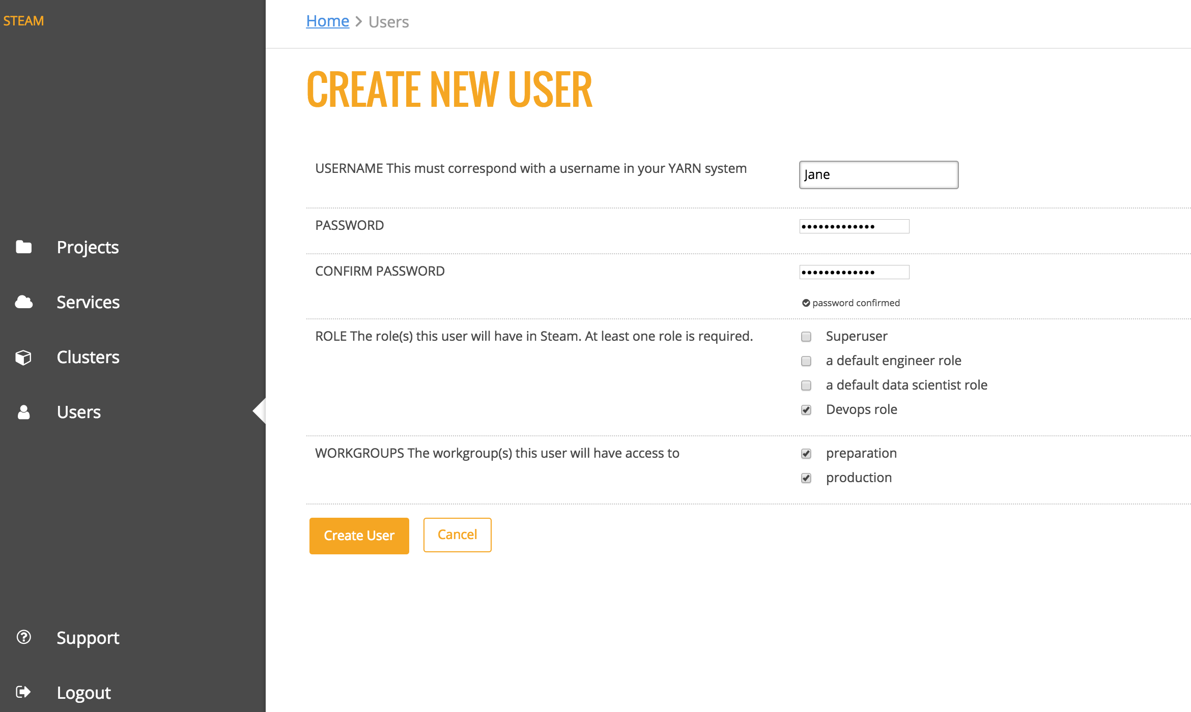 Create user