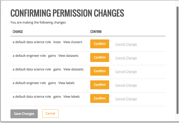 Confirm changes