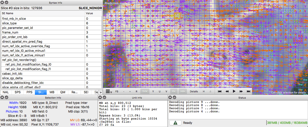 inter prediction intel video pro analyzer