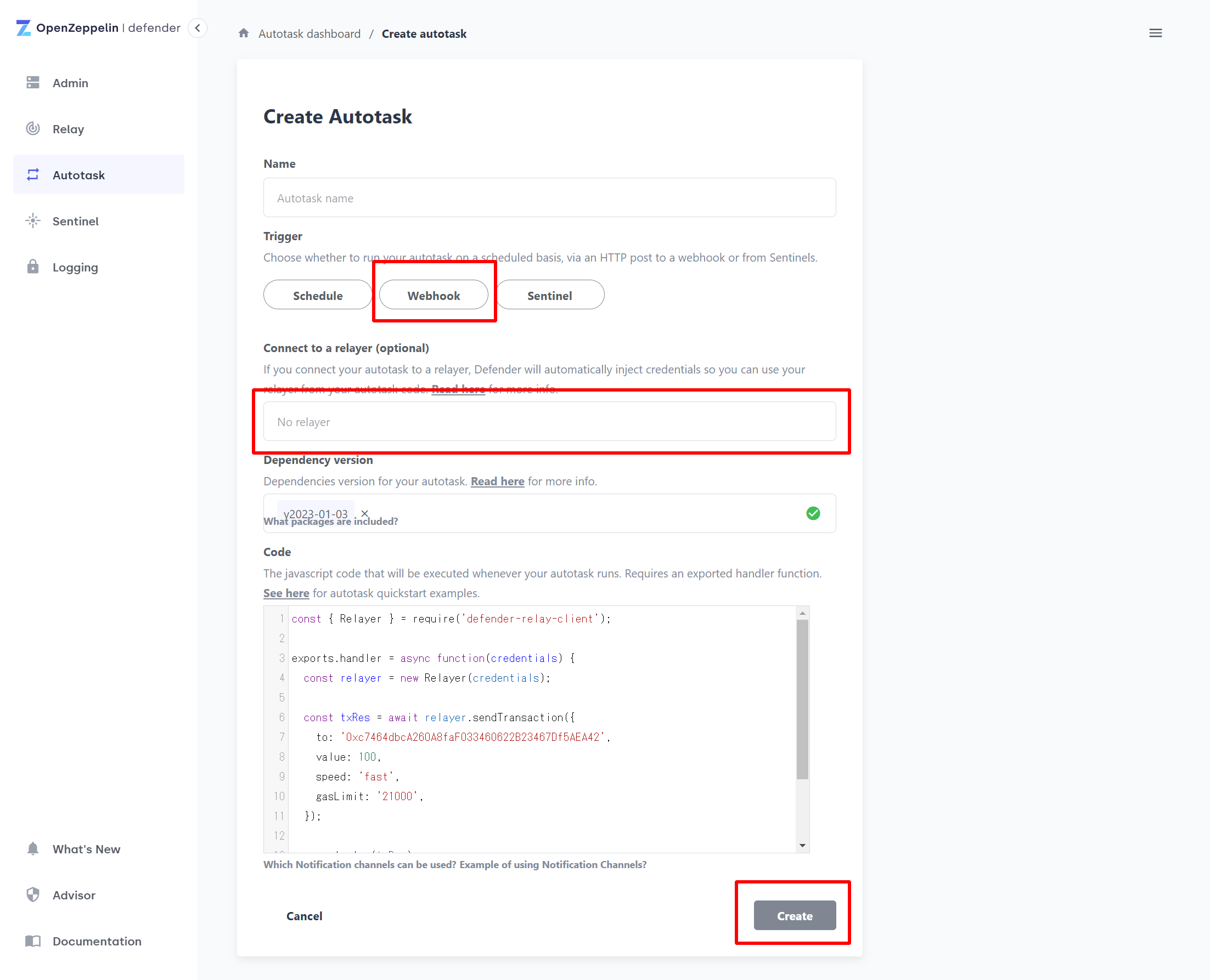 setup autotask