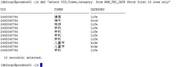 图 9. Db2 BLU 中结果表示意图：