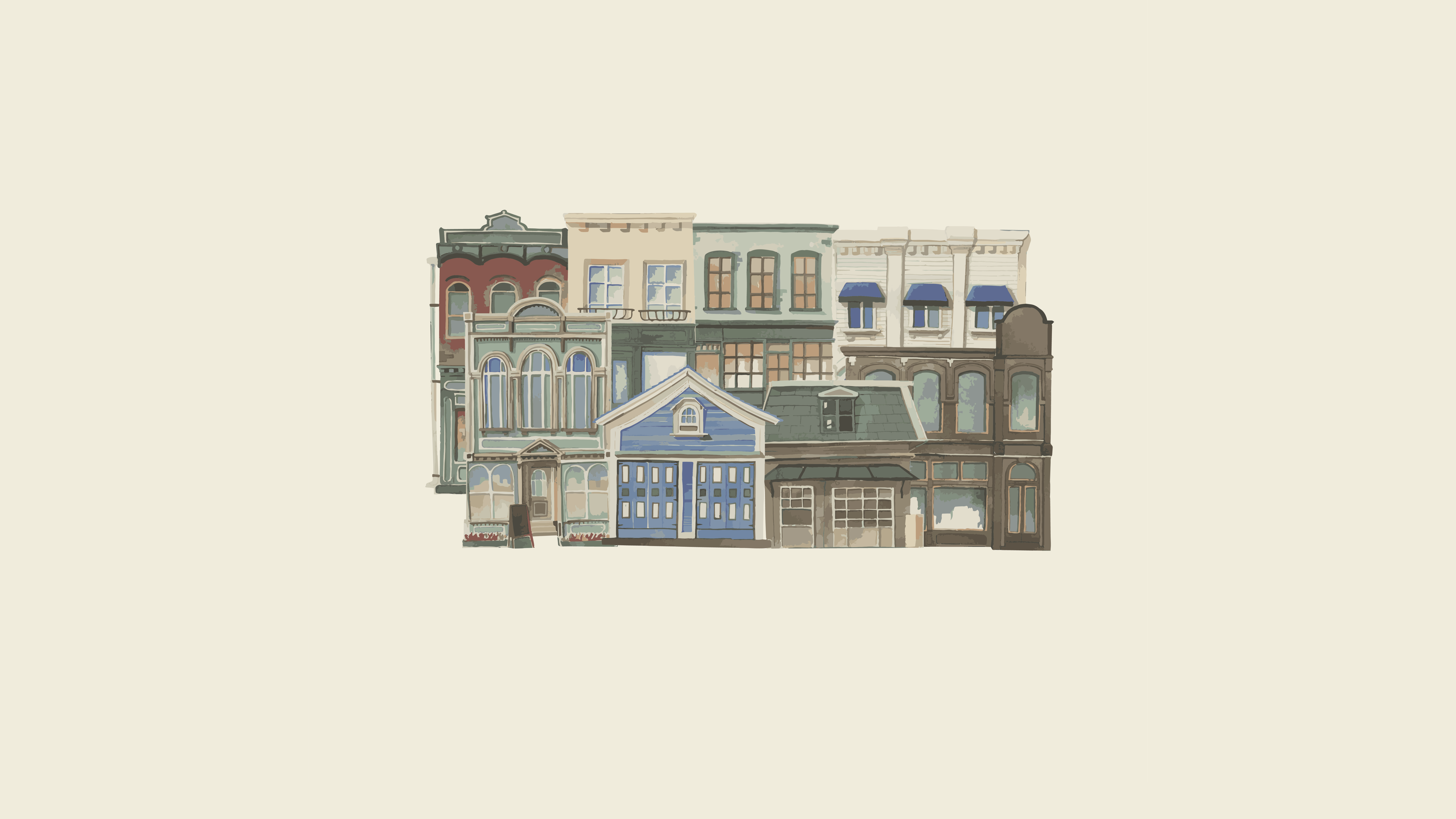 a_group_of_buildings_with_blue_awnings