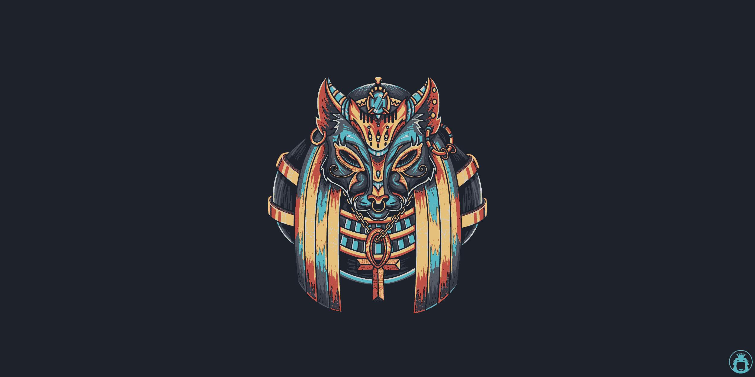 a_cat_mask_with_gold_and_blue_accents