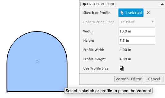 Voronoi Dialog with Profile