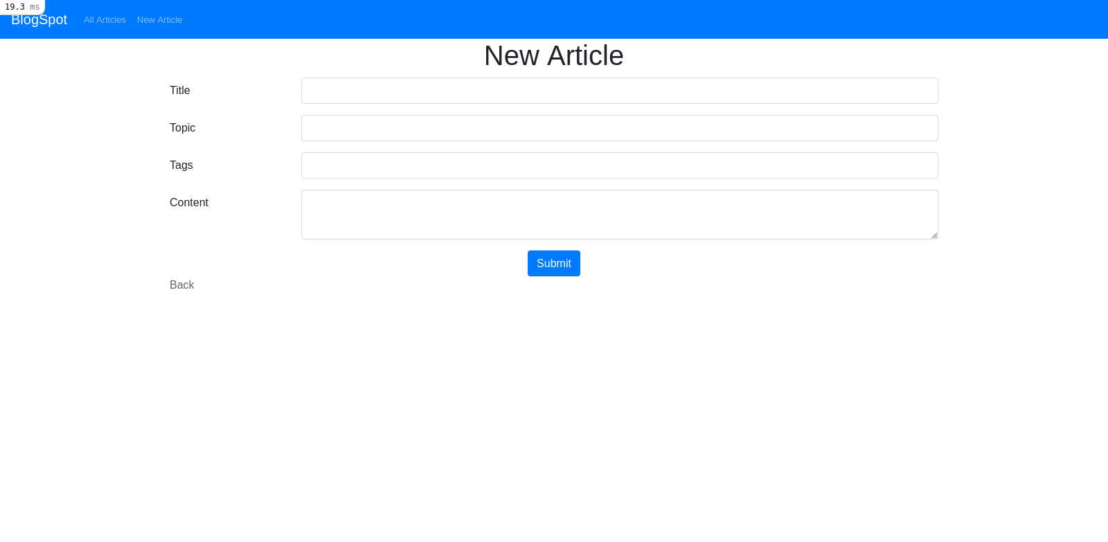 New Article Bootstrap Form