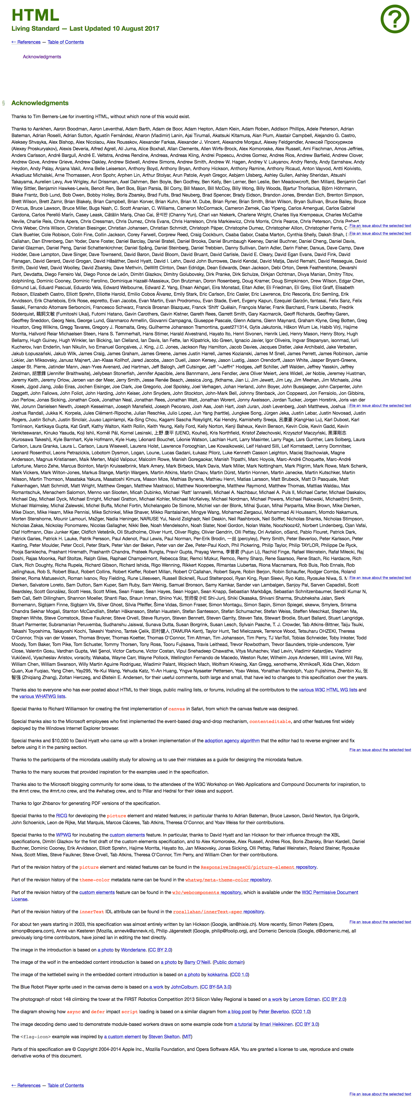 HTML Acknowledgments