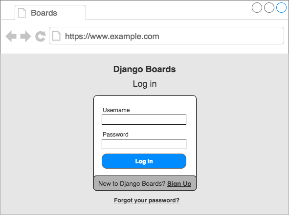 Wireframe sign up page