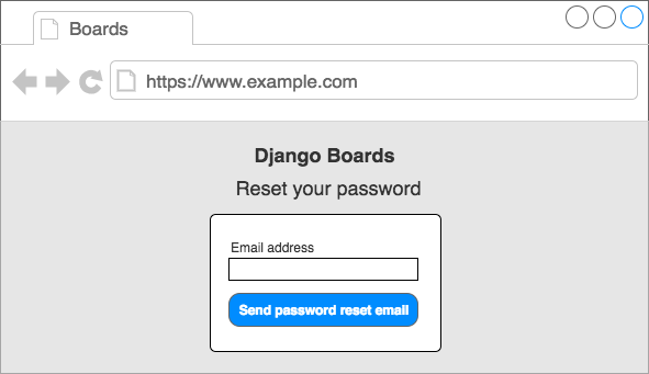 Wireframe change password page