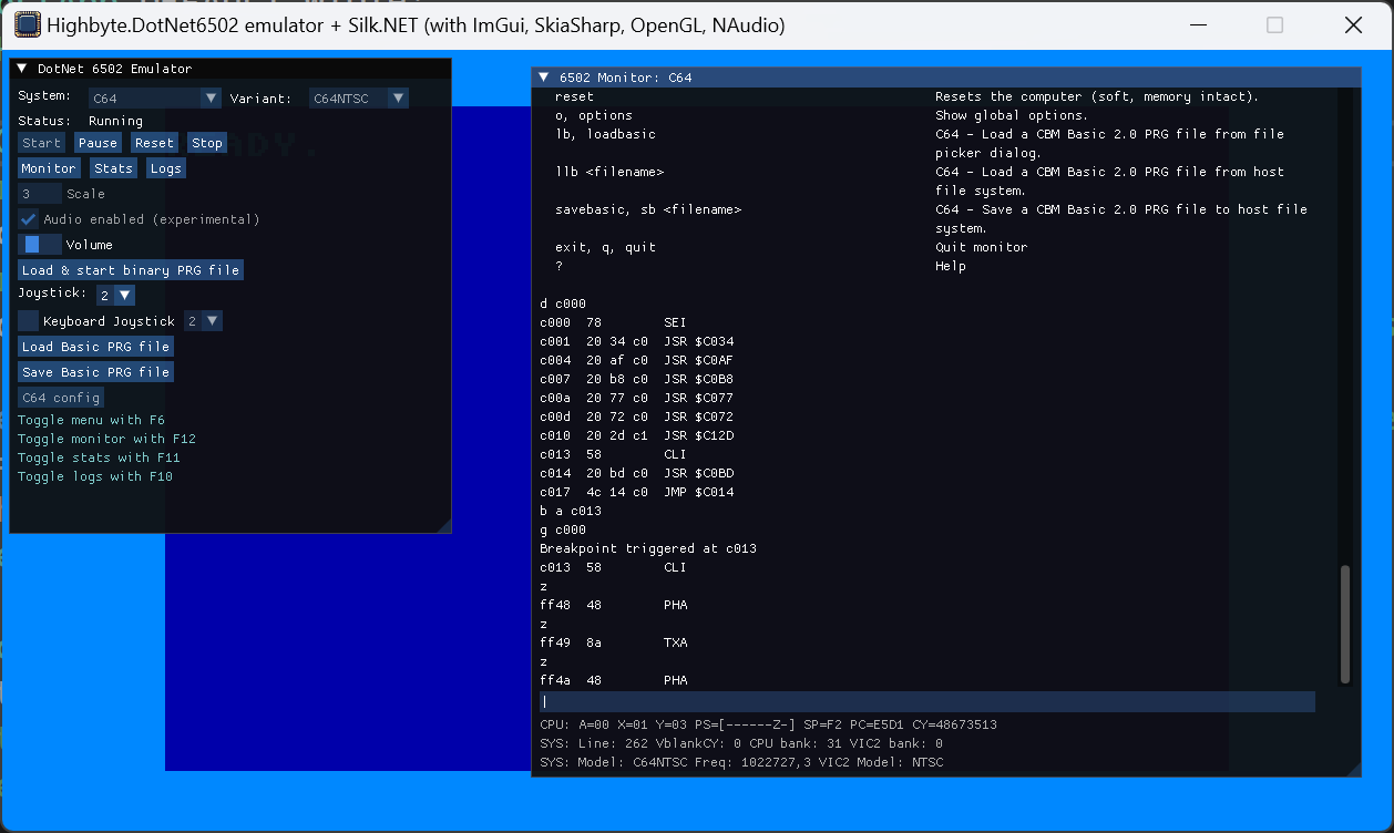 SilkNet native app, C64 monitor