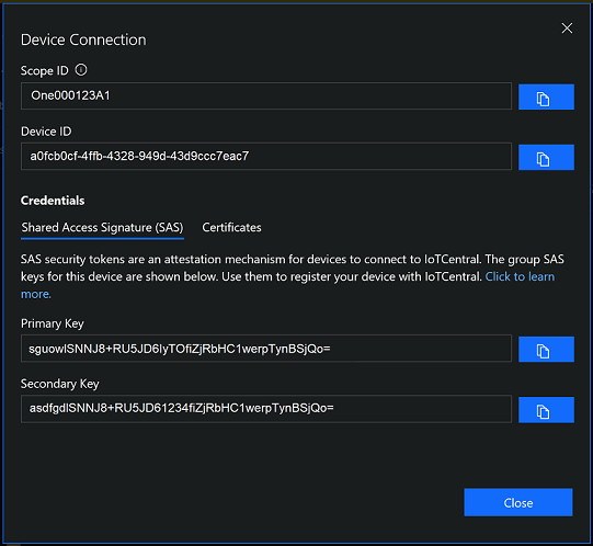 Connection details