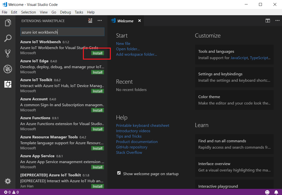 Install Azure IoT Workbench