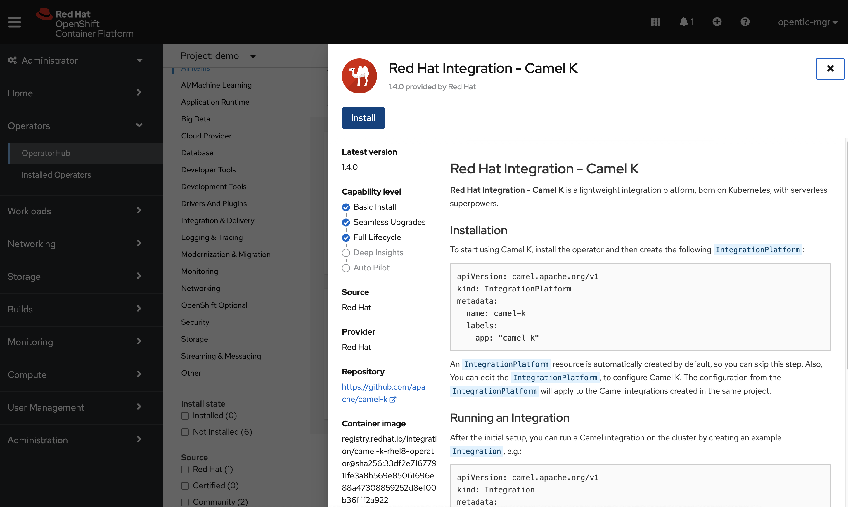 camel k operator install 02
