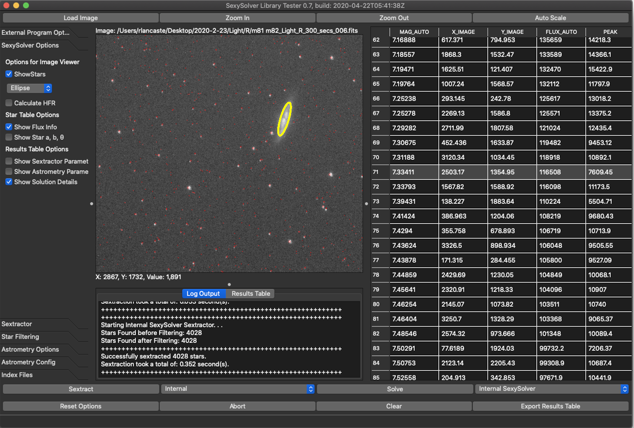 StellarSolver Sextractor