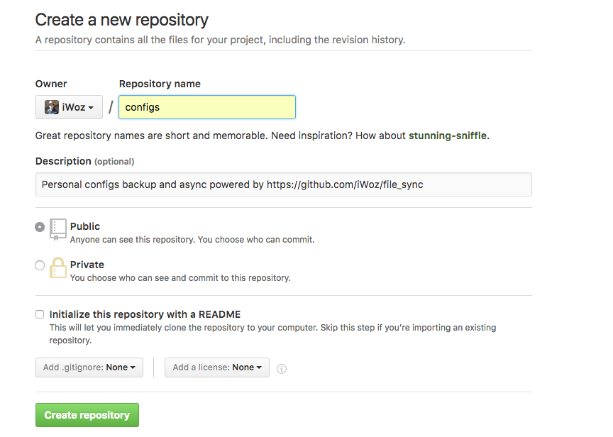 new git repository