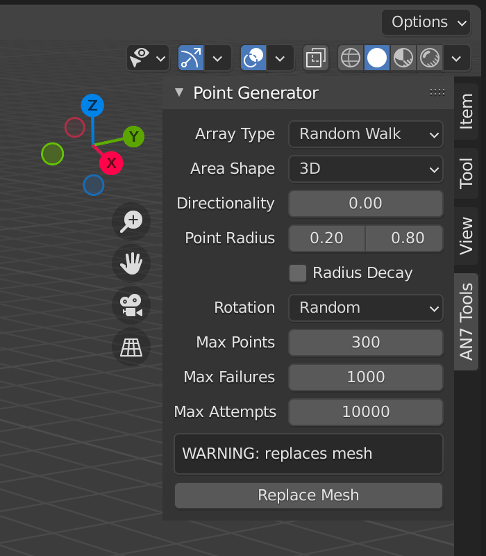 screenshot of the plugin interface in Blender