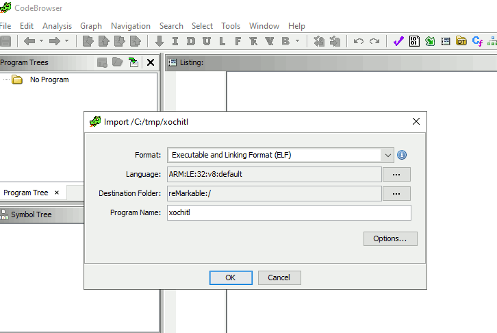 Import dialog