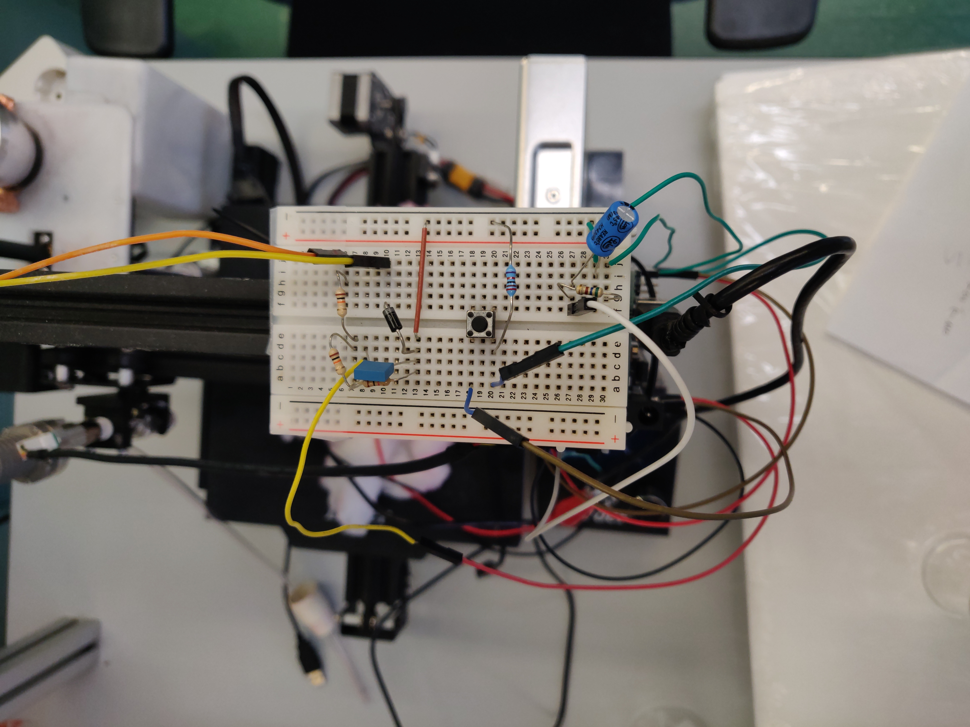 breadboard with electronics