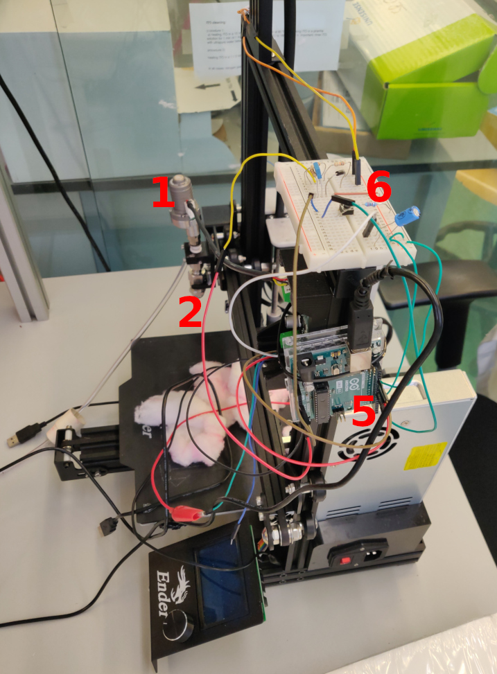 printer with breadboard and Arduino Uno