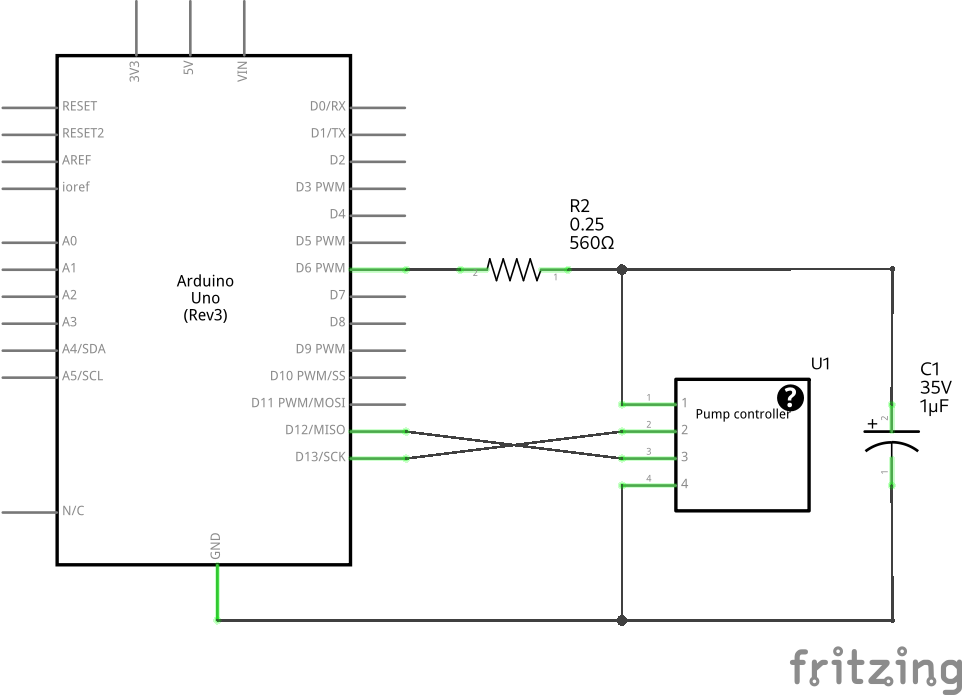 electronics from arduino to pump