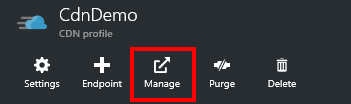 CDN profile blade manage button