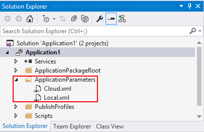 Application parameter files in Solution Explorer