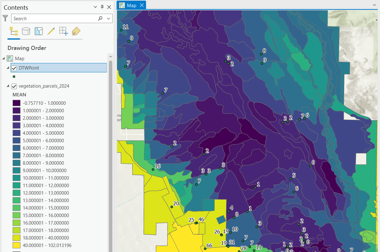 Parcels Color Coded by Zonally Averaged DTW