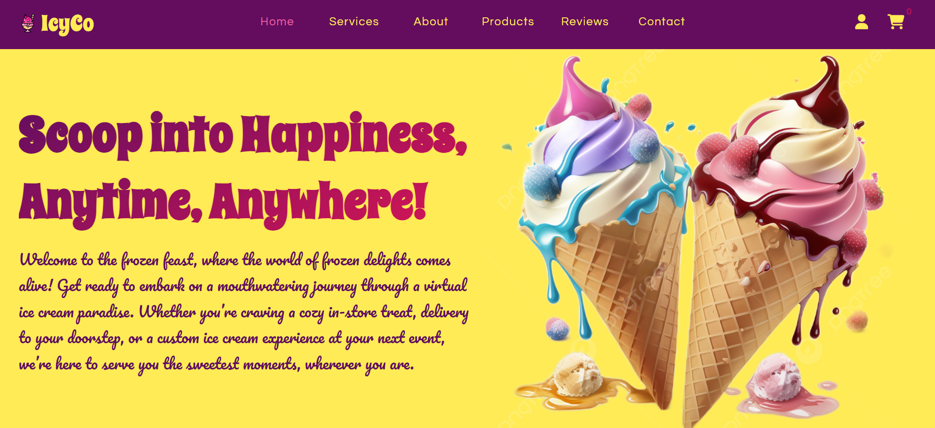 Ice Cream Website Screenshot