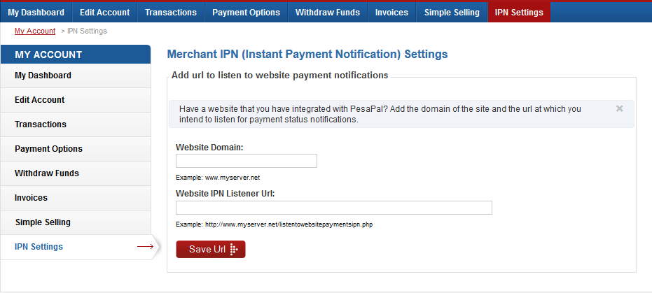 Merchant IPN Settings Image