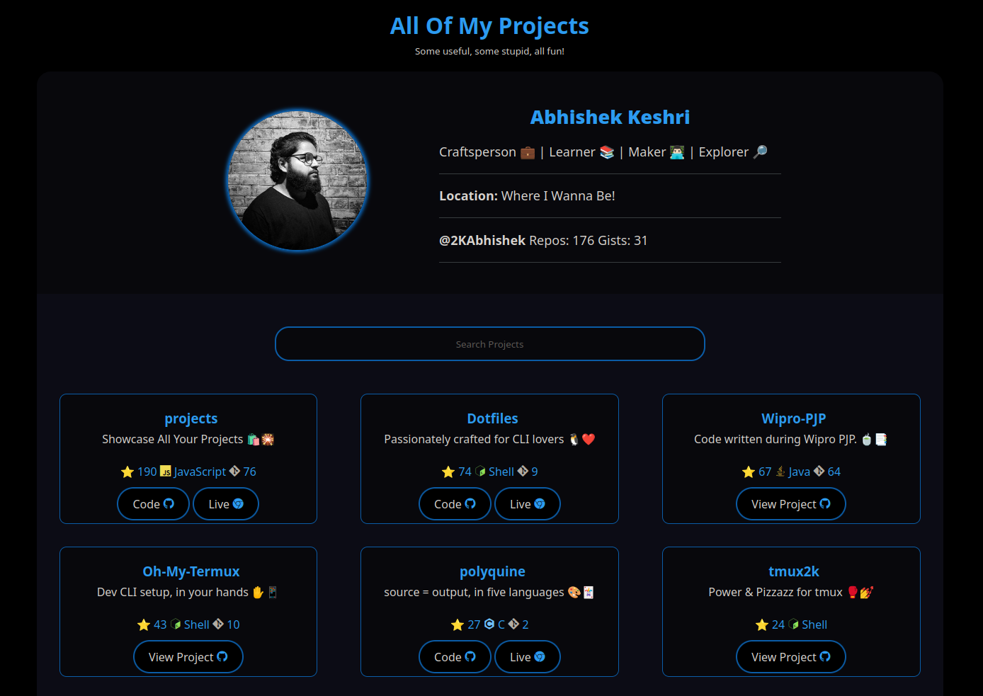 projects screenshot