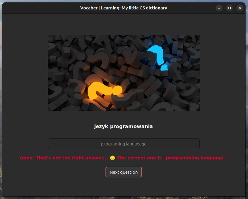 Screenshot: wrong answer