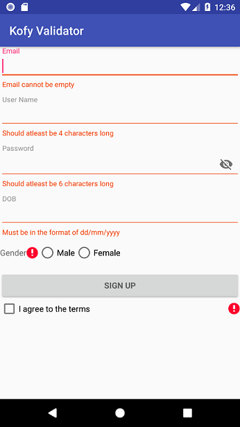 Kofy Form Validation