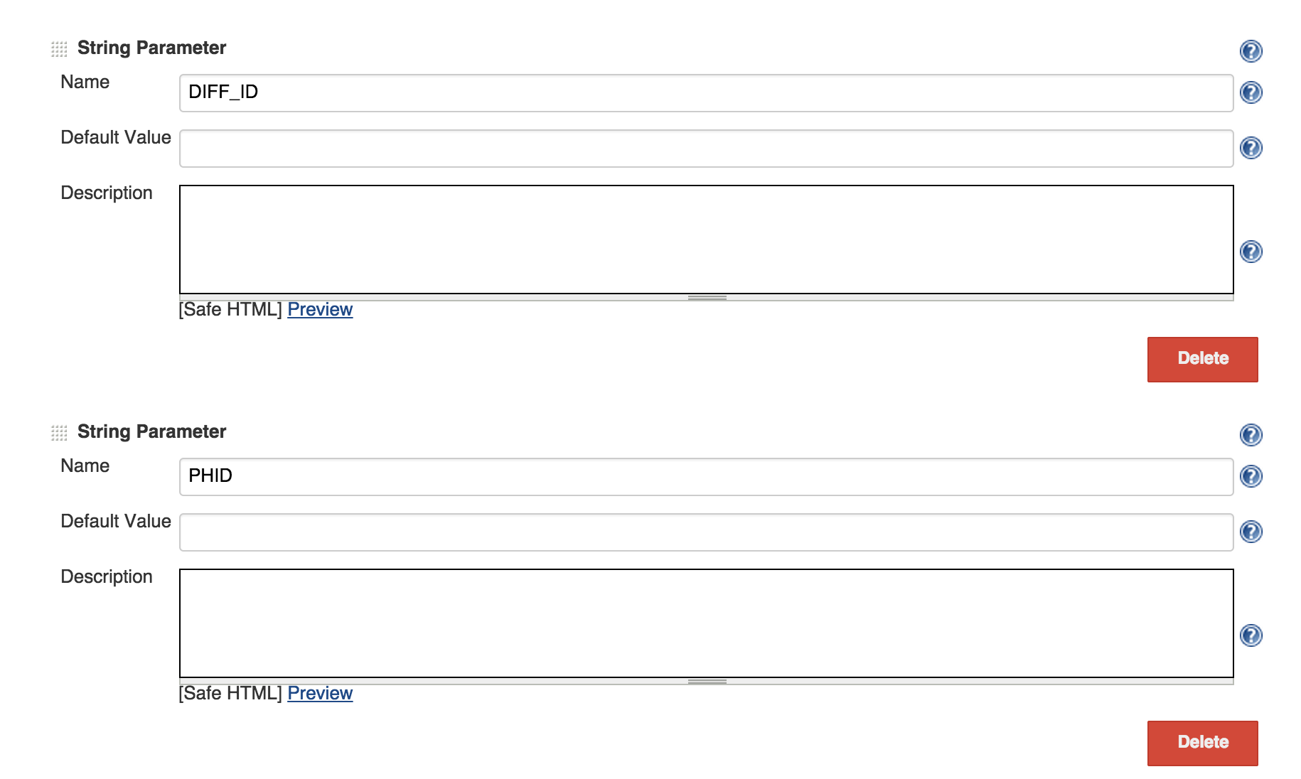 Configure job parameters