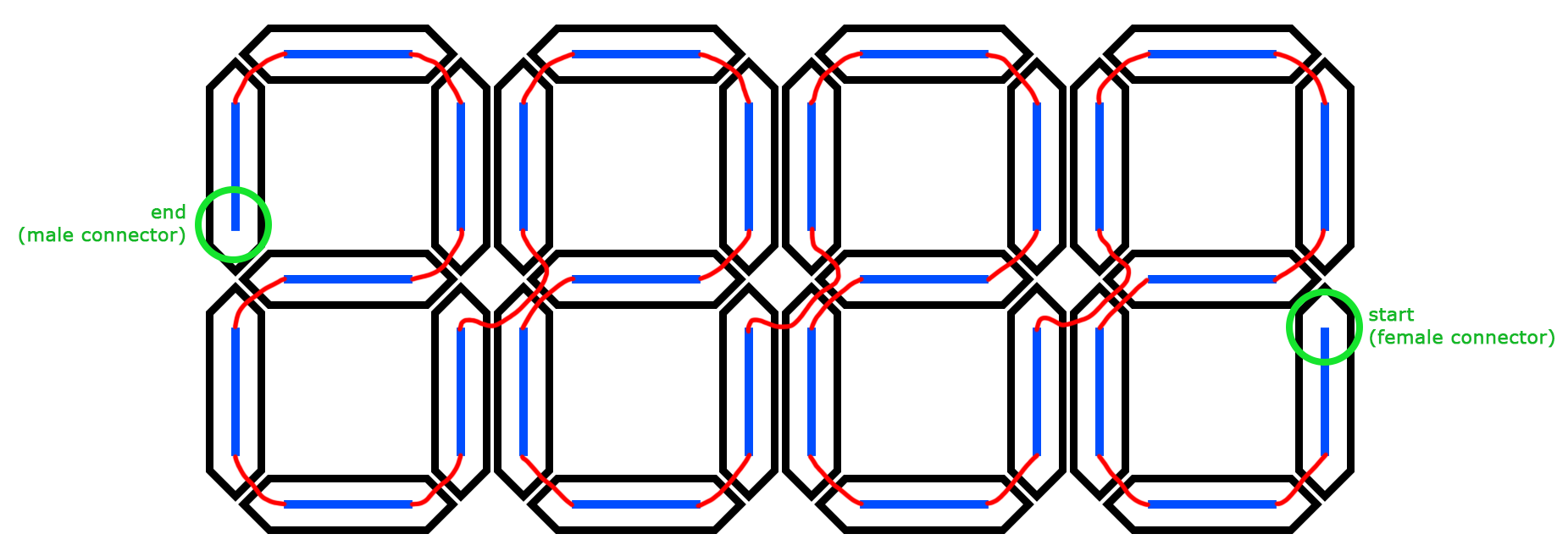 4-digit display segments wiring diagram