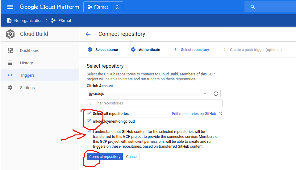 Connection to my repository