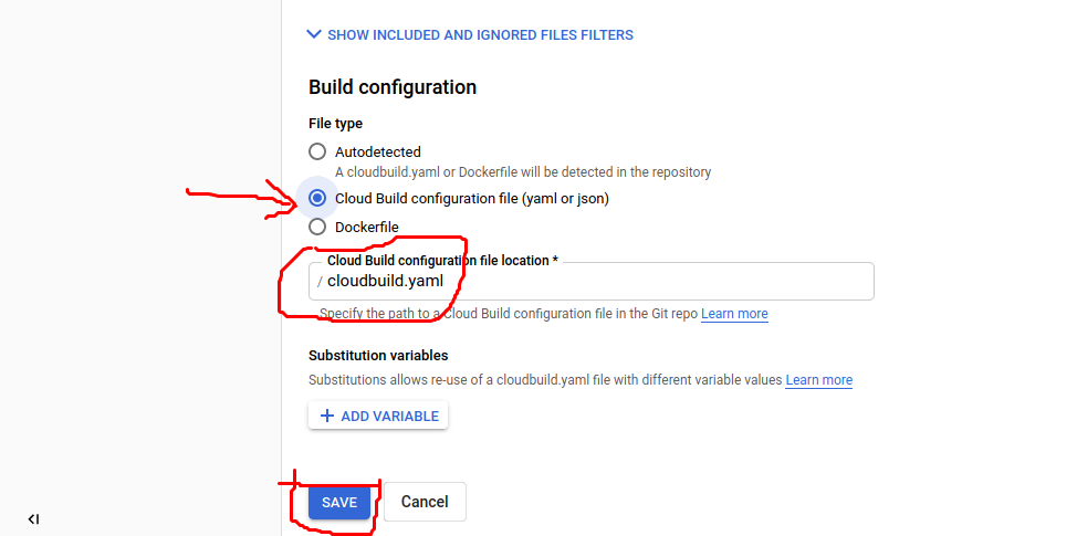 Build configuration file