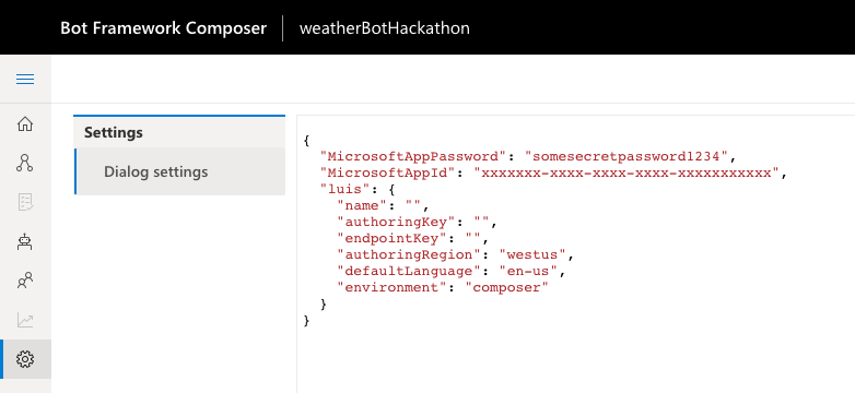 screenshot: configure an oauth setting in composer