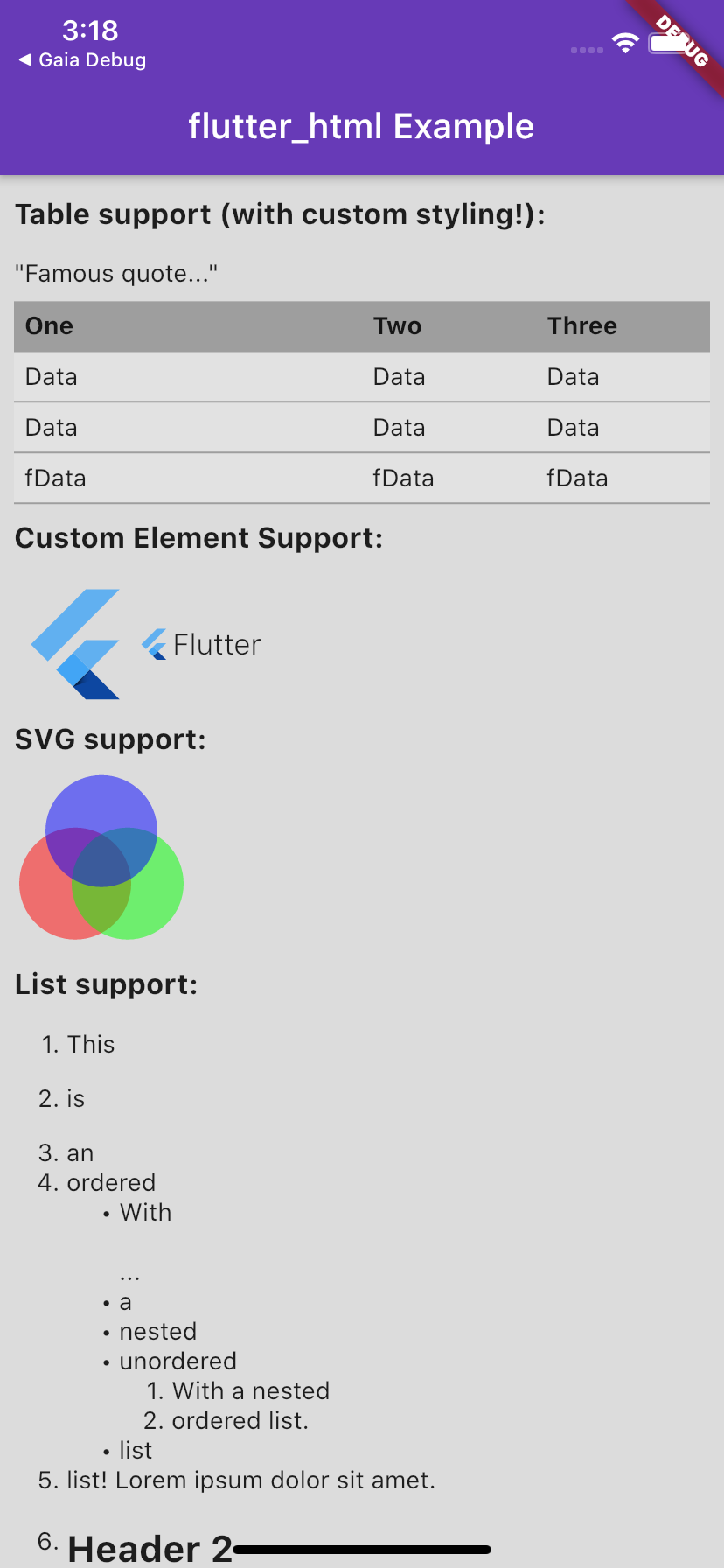 Another Screenshot of flutter_html