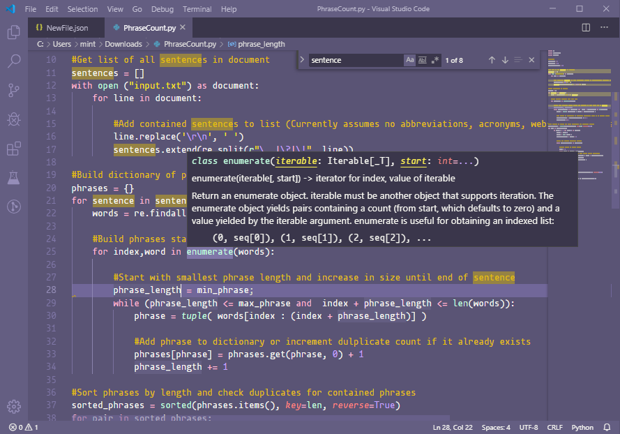 screenshot of basic editor functions