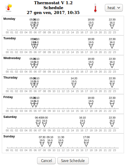 Thermostat Edit Schedule - Web UI