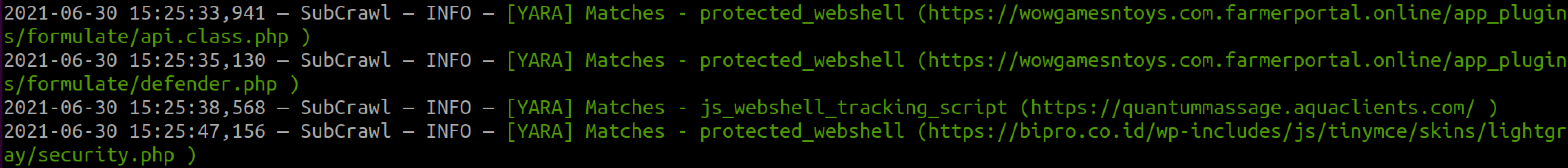 Yara processing output