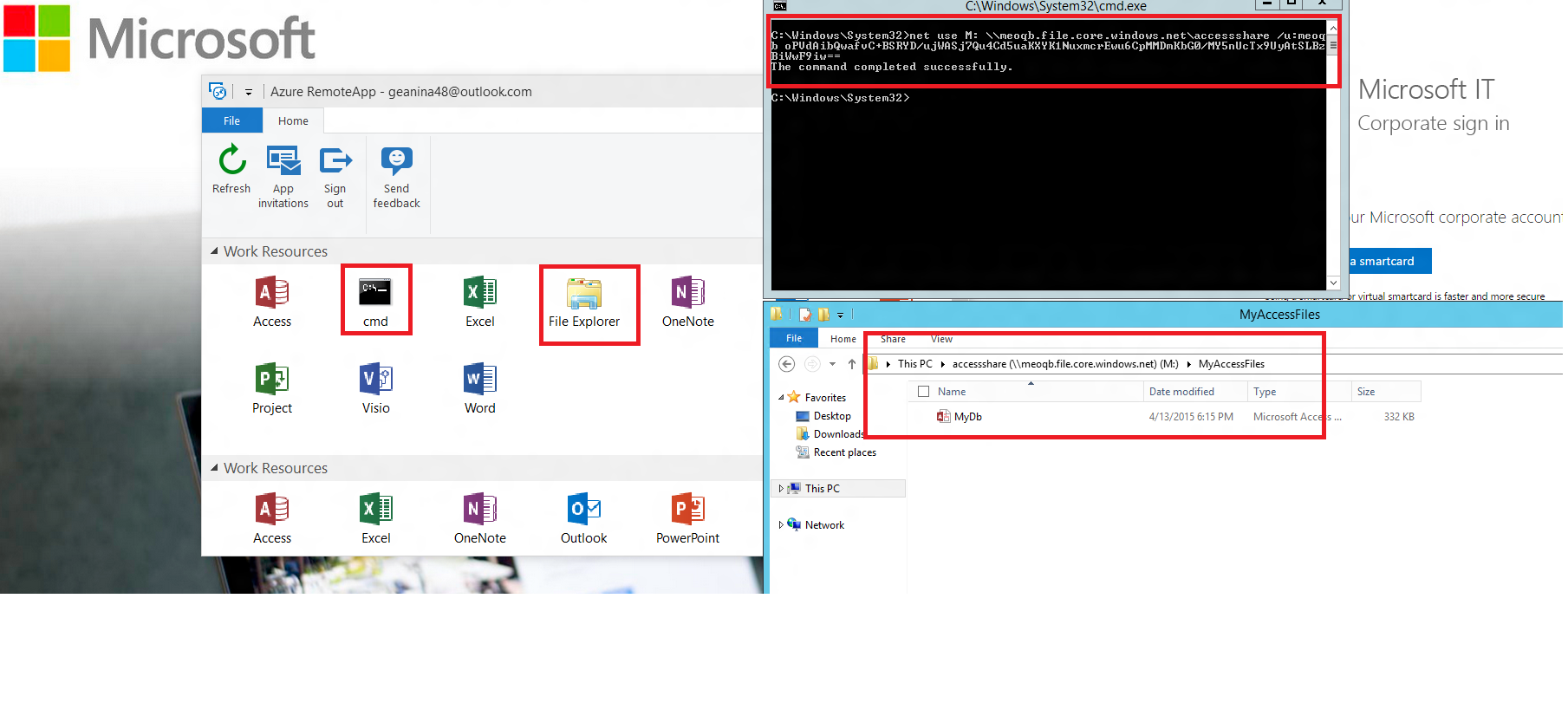 Putting Access files in an Azure share