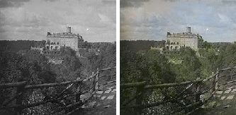 Colorized Książ Castle, Poland