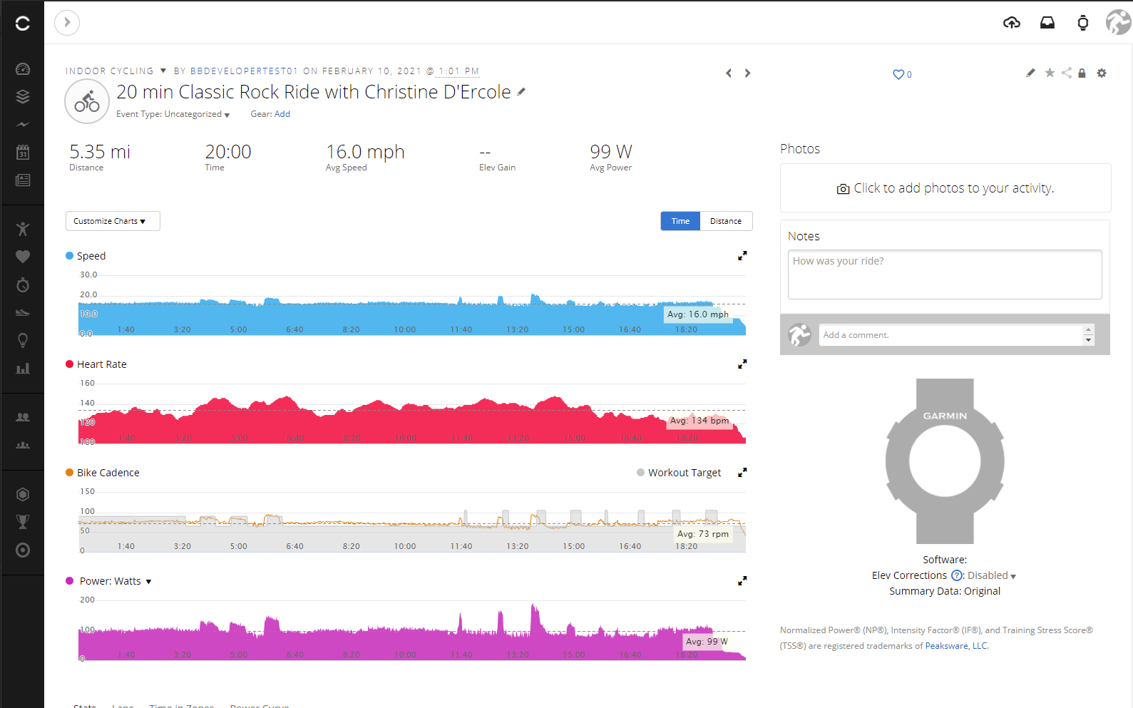 Example Cycling Workout